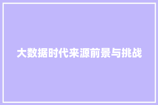 大数据时代来源前景与挑战