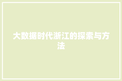 大数据时代浙江的探索与方法