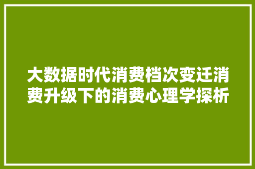 大数据时代消费档次变迁消费升级下的消费心理学探析