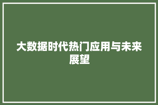 大数据时代热门应用与未来展望