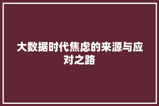 大数据时代焦虑的来源与应对之路