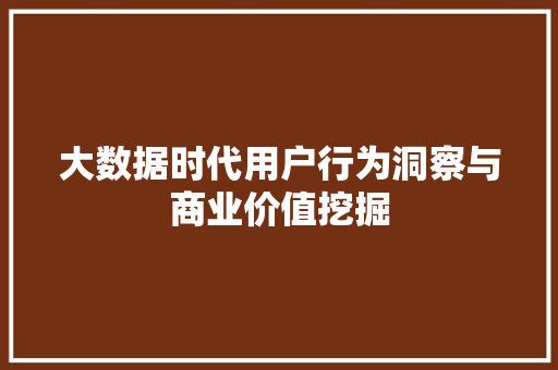 大数据时代用户行为洞察与商业价值挖掘