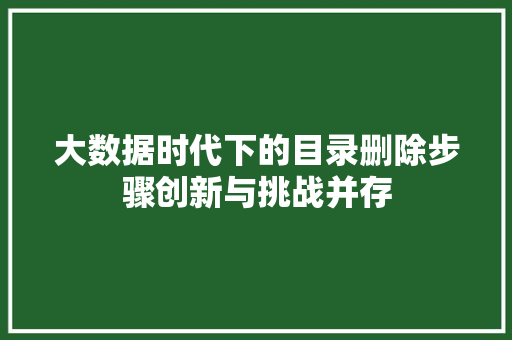 大数据时代下的目录删除步骤创新与挑战并存