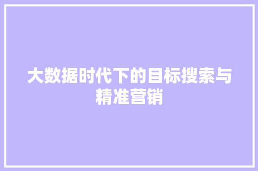 大数据时代下的目标搜索与精准营销