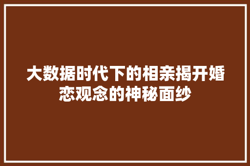 大数据时代下的相亲揭开婚恋观念的神秘面纱