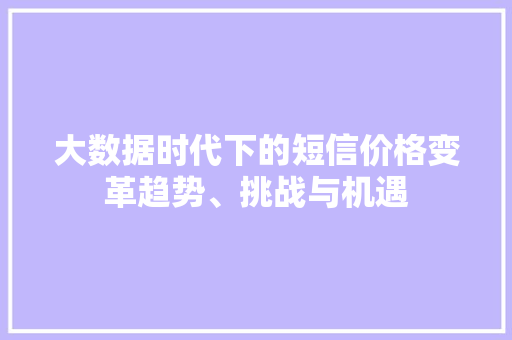 大数据时代下的短信价格变革趋势、挑战与机遇