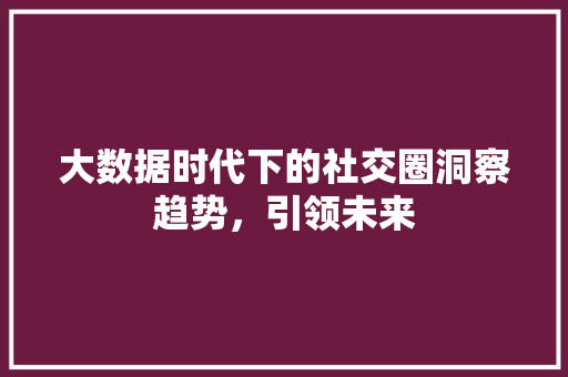 大数据时代下的社交圈洞察趋势，引领未来