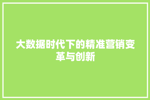 大数据时代下的精准营销变革与创新