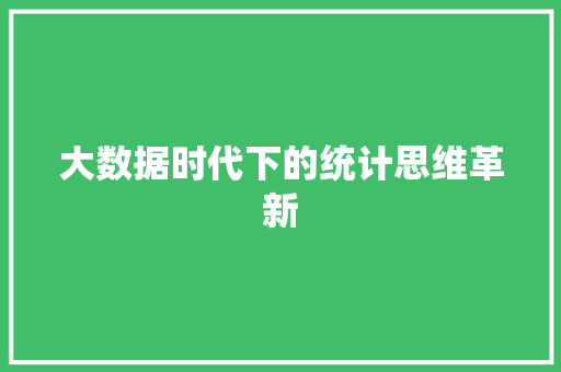 大数据时代下的统计思维革新