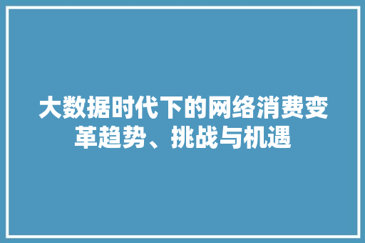 大数据时代下的网络消费变革趋势、挑战与机遇