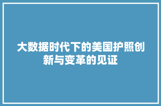 大数据时代下的美国护照创新与变革的见证