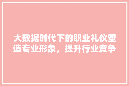 大数据时代下的职业礼仪塑造专业形象，提升行业竞争力