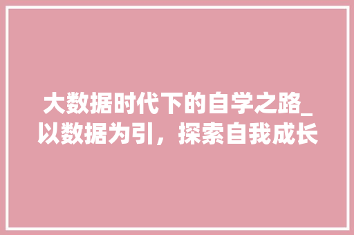 大数据时代下的自学之路_以数据为引，探索自我成长新篇章