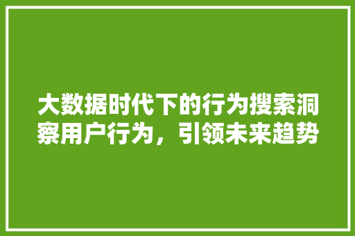 大数据时代下的行为搜索洞察用户行为，引领未来趋势