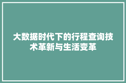 大数据时代下的行程查询技术革新与生活变革