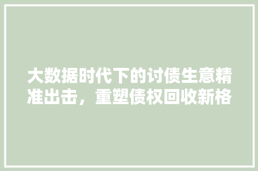 大数据时代下的讨债生意精准出击，重塑债权回收新格局
