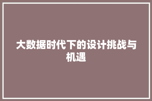 大数据时代下的设计挑战与机遇