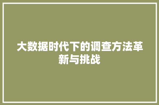 大数据时代下的调查方法革新与挑战