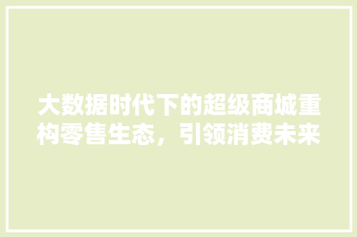 大数据时代下的超级商城重构零售生态，引领消费未来