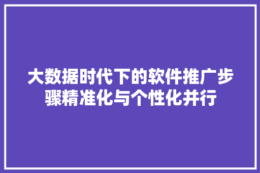 大数据时代下的软件推广步骤精准化与个性化并行