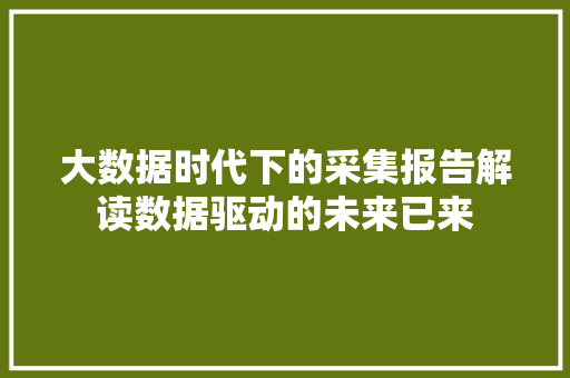 大数据时代下的采集报告解读数据驱动的未来已来