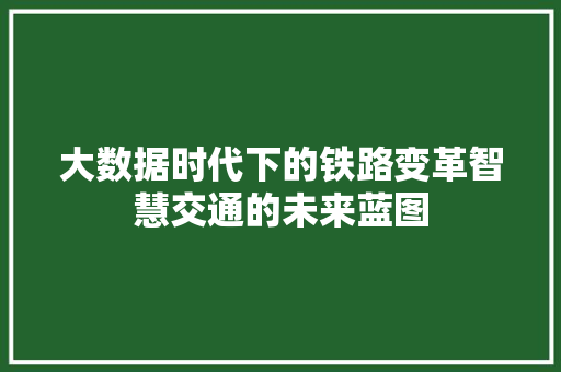 大数据时代下的铁路变革智慧交通的未来蓝图