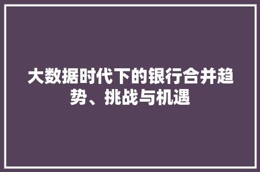大数据时代下的银行合并趋势、挑战与机遇