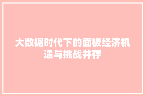 大数据时代下的面板经济机遇与挑战并存