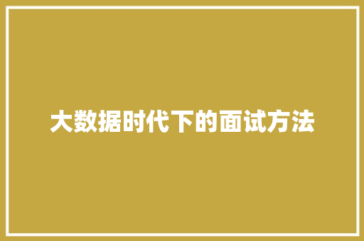 大数据时代下的面试方法