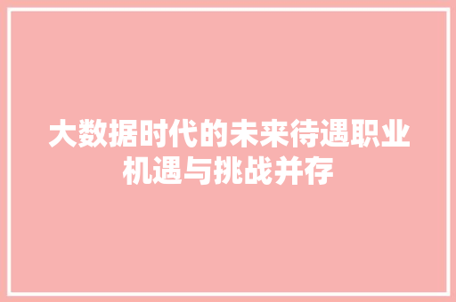 大数据时代的未来待遇职业机遇与挑战并存