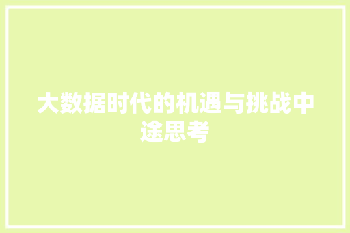 大数据时代的机遇与挑战中途思考