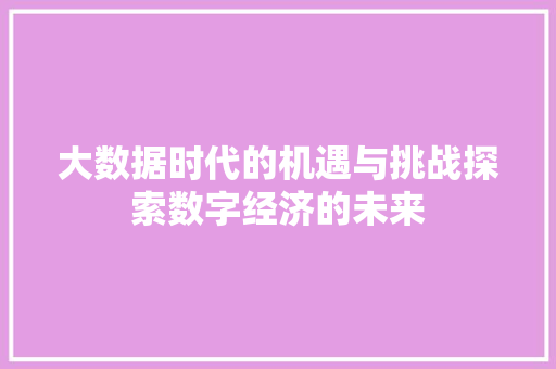 大数据时代的机遇与挑战探索数字经济的未来