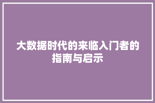 大数据时代的来临入门者的指南与启示