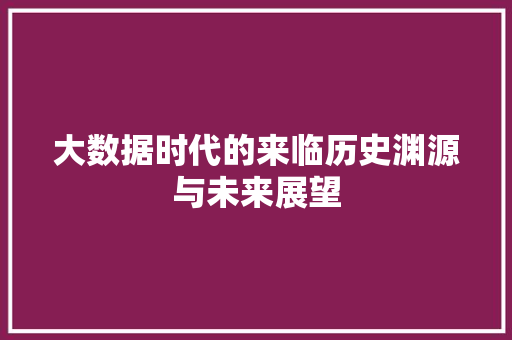 大数据时代的来临历史渊源与未来展望