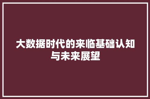 大数据时代的来临基础认知与未来展望