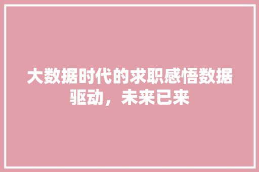 大数据时代的求职感悟数据驱动，未来已来