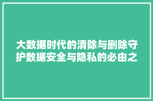 大数据时代的清除与删除守护数据安全与隐私的必由之路