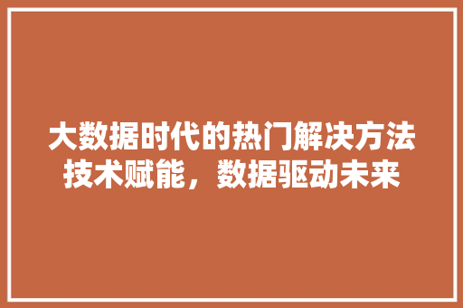 大数据时代的热门解决方法技术赋能，数据驱动未来
