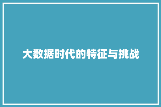大数据时代的特征与挑战