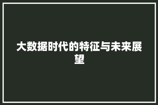 大数据时代的特征与未来展望