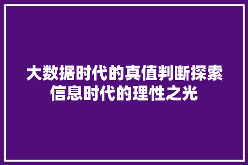 大数据时代的真值判断探索信息时代的理性之光