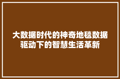 大数据时代的神奇地毯数据驱动下的智慧生活革新
