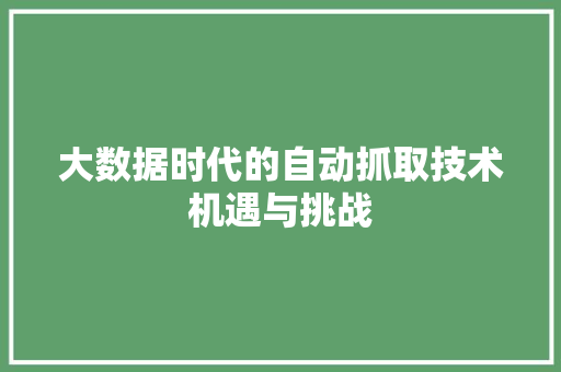 大数据时代的自动抓取技术机遇与挑战