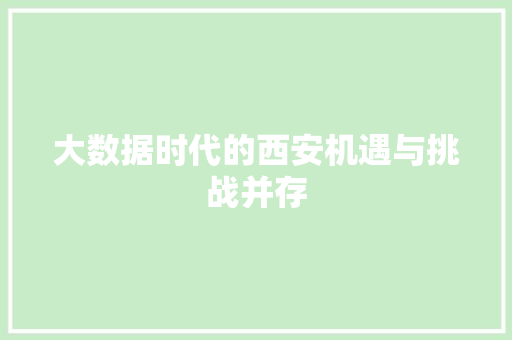 大数据时代的西安机遇与挑战并存