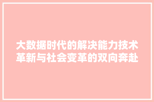 大数据时代的解决能力技术革新与社会变革的双向奔赴 友链在线