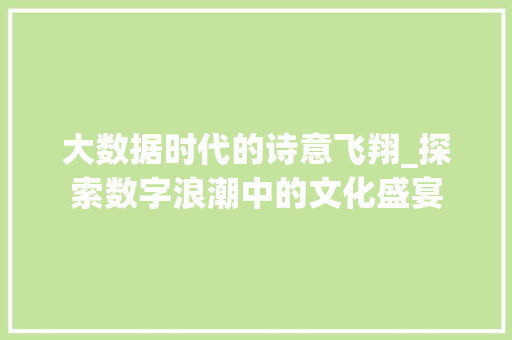 大数据时代的诗意飞翔_探索数字浪潮中的文化盛宴