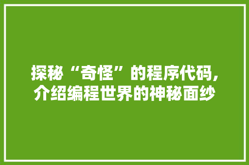 探秘“奇怪”的程序代码,介绍编程世界的神秘面纱