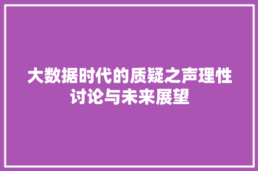 大数据时代的质疑之声理性讨论与未来展望