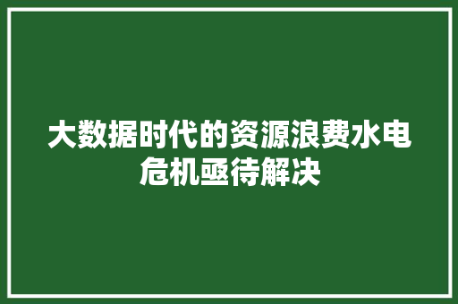 大数据时代的资源浪费水电危机亟待解决