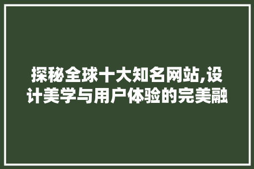 探秘全球十大知名网站,设计美学与用户体验的完美融合
